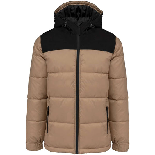 UNISEX BI-TONE PADDED JACKET WITH HOOD - Wet Sand/Black - colorimageurl