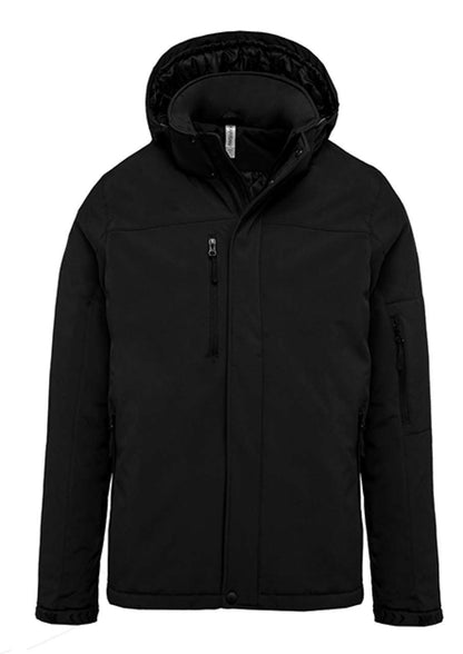MEN'S HOODED SOFTSHELL LINED PARKA - Black - colorimageurl
