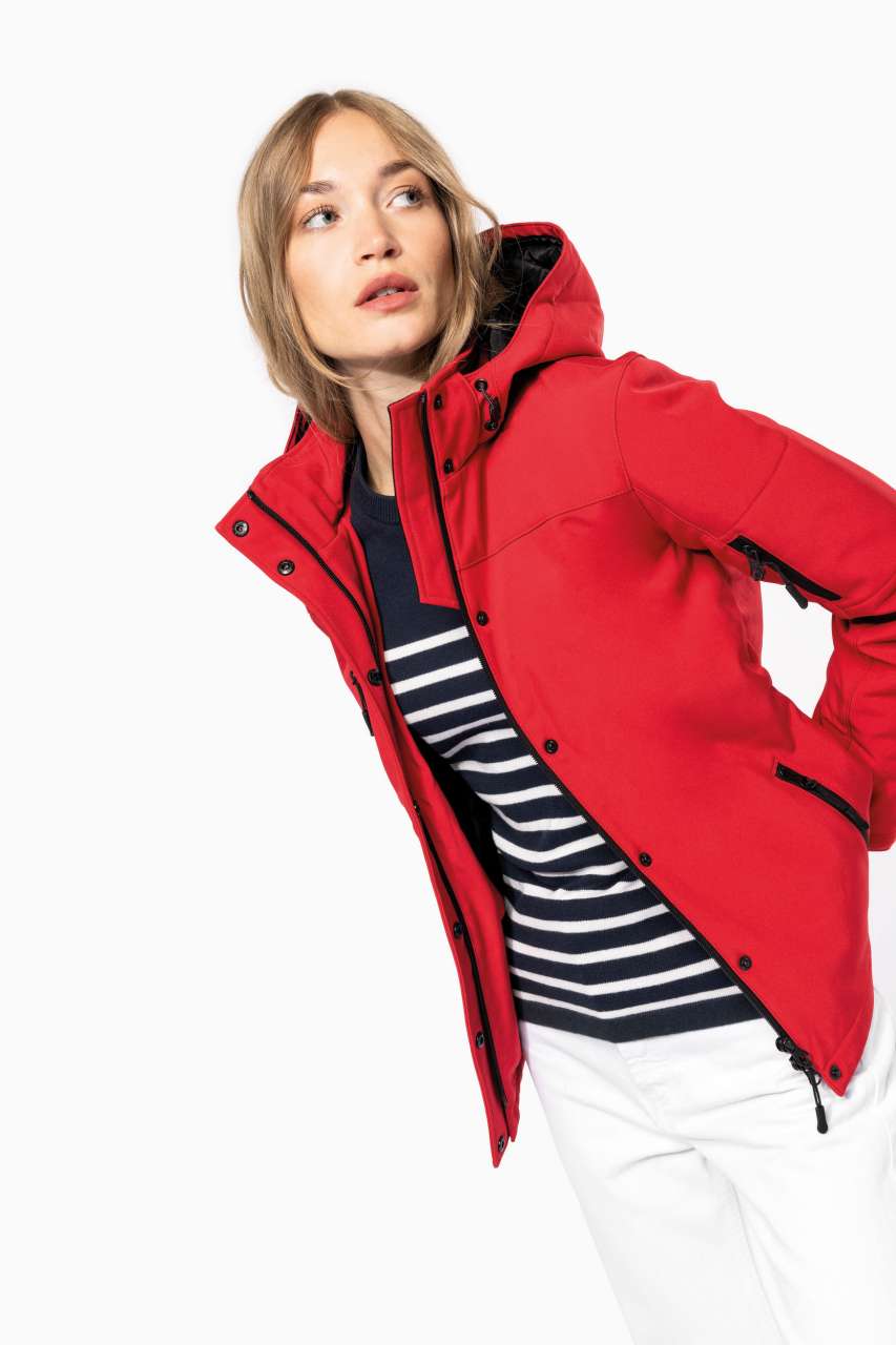 LADIES’ HOODED SOFTSHELL LINED PARKA - Black - Additional