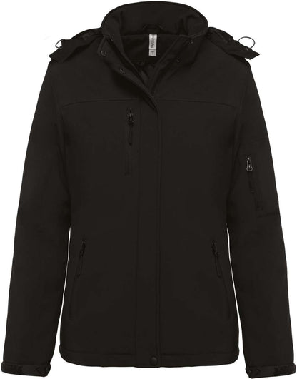 LADIES’ HOODED SOFTSHELL LINED PARKA - Black - Additional