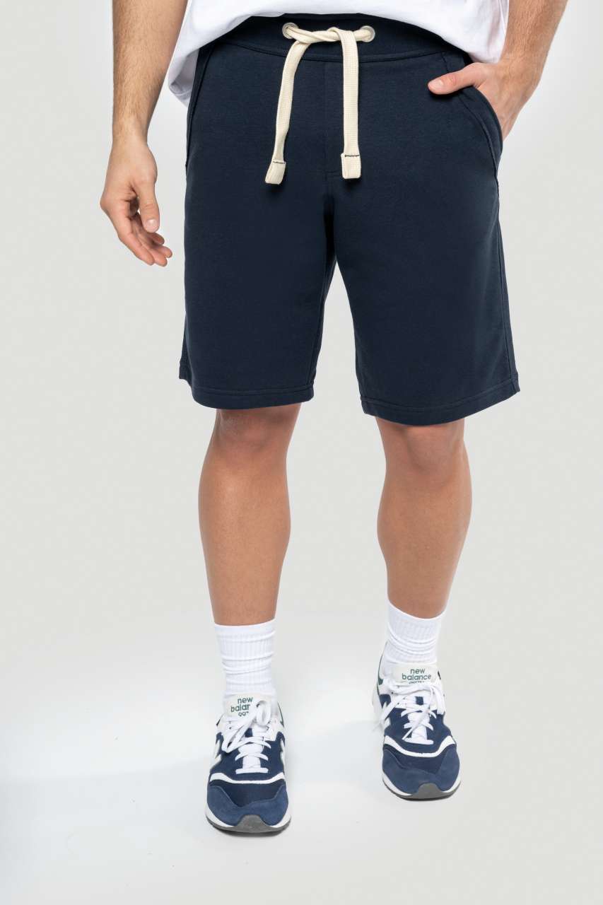 UNISEX FRENCH TERRY BERMUDA SHORTS - Navy - Model