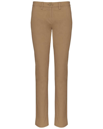 LADIES' CHINO TROUSERS - Camel - colorimageurl