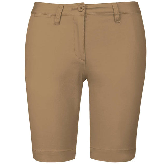 LADIES' CHINO BERMUDA SHORTS - Camel - colorimageurl