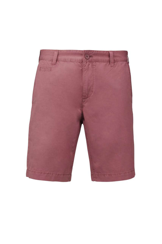 MEN'S WASHED EFFECT BERMUDA SHORTS - Washed Marsala - colorimageurl