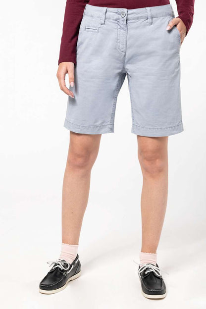 LADIES' WASHED EFFECT BERMUDA SHORTS - Washed Charcoal - modelimageurl