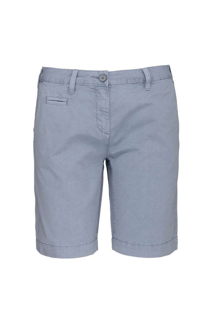 LADIES' WASHED EFFECT BERMUDA SHORTS - Washed Smoky Blue - colorimageurl