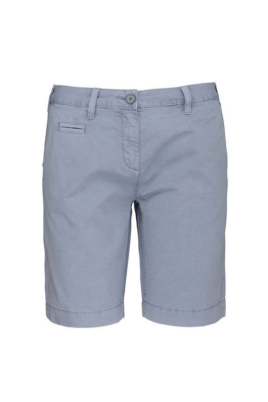 LADIES' WASHED EFFECT BERMUDA SHORTS - Washed Smoky Blue - colorimageurl