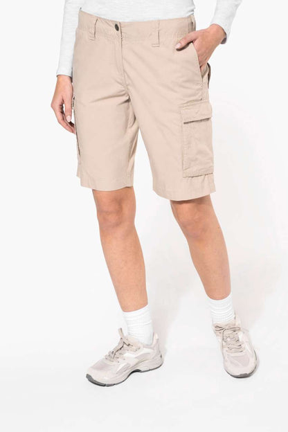 LADIES' LIGHTWEIGHT MULTIPOCKET BERMUDA SHORTS - Beige - modelimageurl