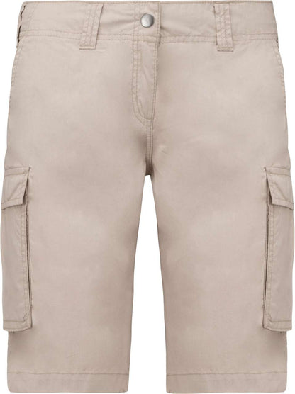 LADIES' LIGHTWEIGHT MULTIPOCKET BERMUDA SHORTS - Beige - colorimageurl
