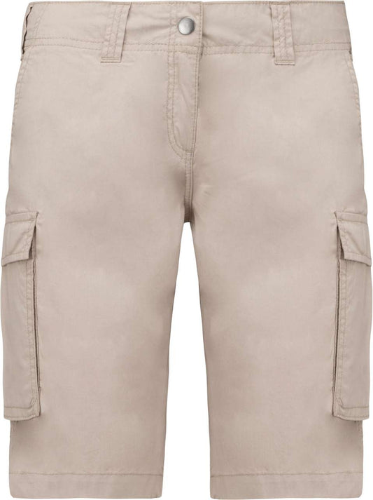 LADIES' LIGHTWEIGHT MULTIPOCKET BERMUDA SHORTS - Beige - colorimageurl