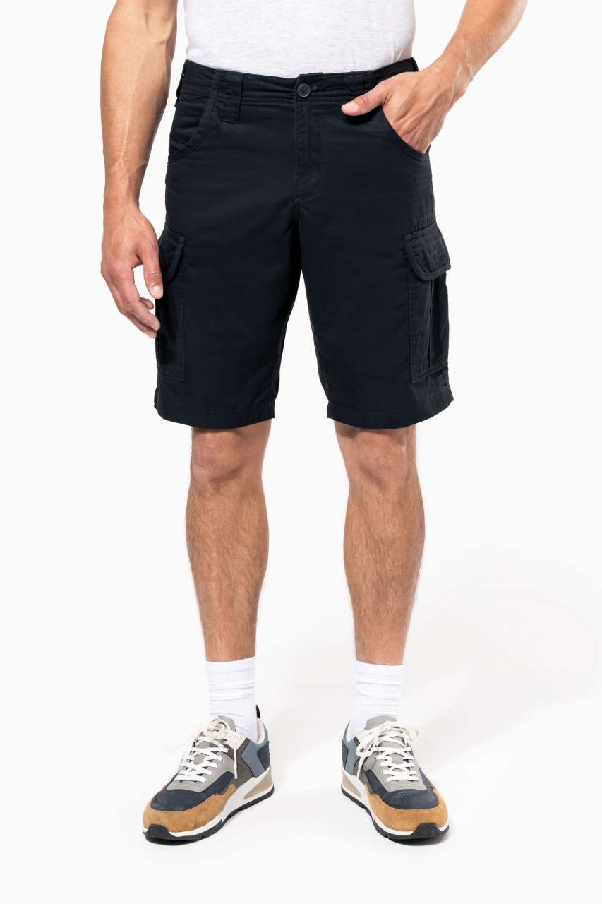 MULTIPOCKET BERMUDA SHORTS - Dark Navy - Model