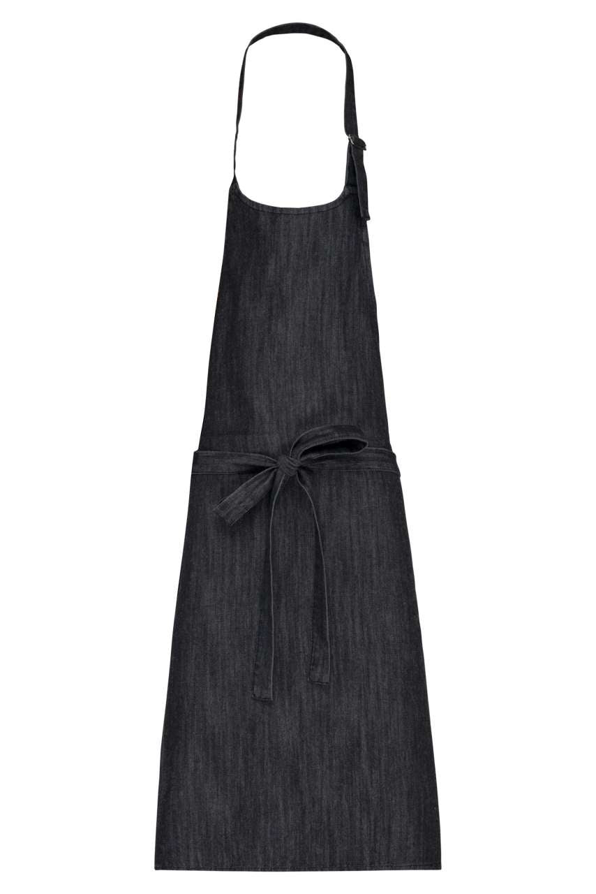 POLYCOTTON APRON WITHOUT POCKET - Black Denim - colorimageurl