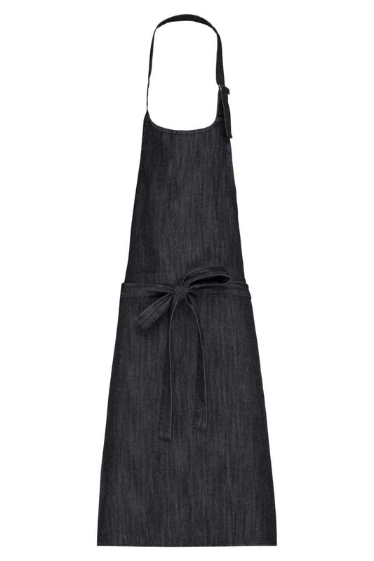 POLYCOTTON APRON WITHOUT POCKET - Black Denim - colorimageurl