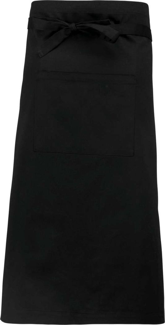 POLYCOTTON EXTRA-LONG APRON - Black - colorimageurl