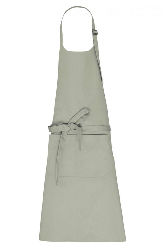 APRON WITH POCKET IN ORGANIC COTTON - Almond Green - colorimageurl