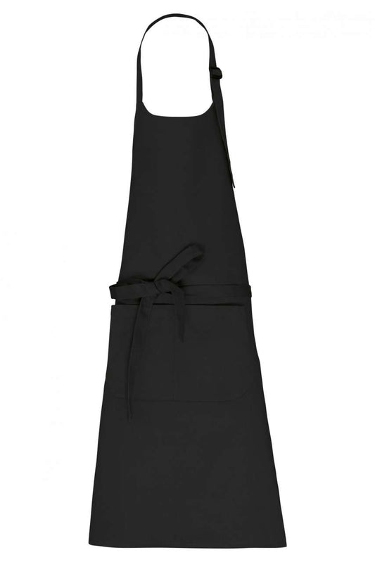 APRON WITH POCKET IN ORGANIC COTTON - Black - colorimageurl