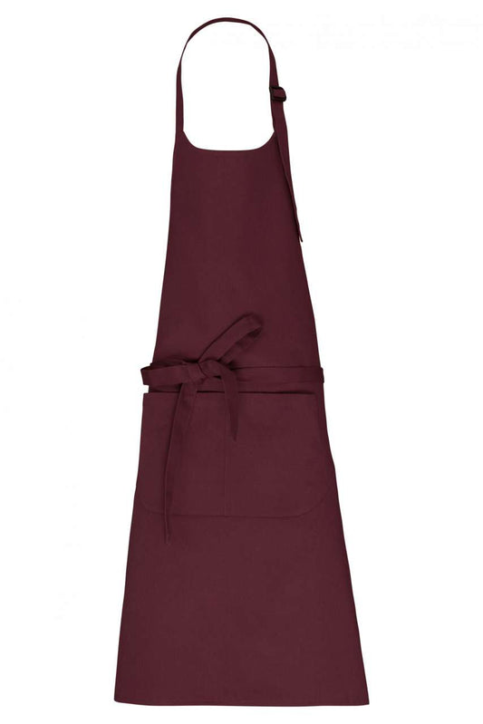 APRON WITH POCKET IN ORGANIC COTTON - Dark Cherry - colorimageurl
