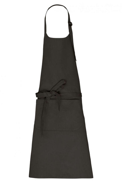 APRON WITH POCKET IN ORGANIC COTTON - Dark Grey - colorimageurl
