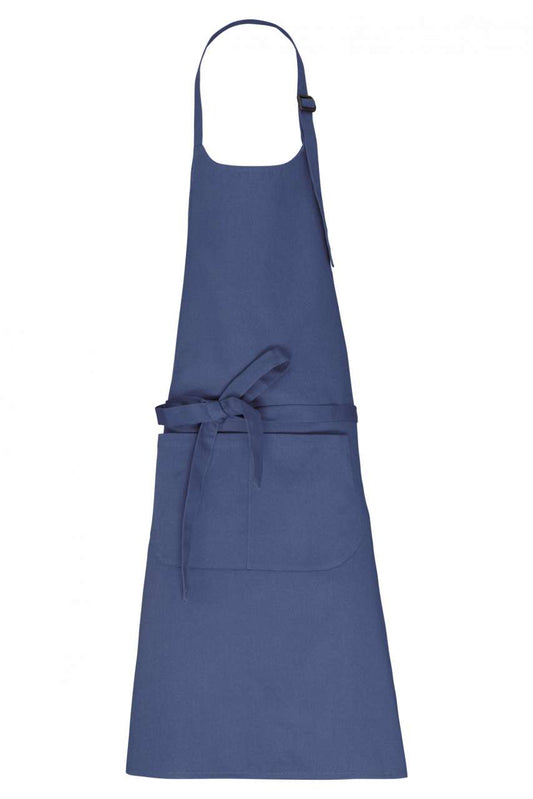 APRON WITH POCKET IN ORGANIC COTTON - Peacock Blue - colorimageurl