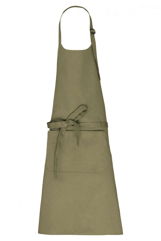 APRON WITH POCKET IN ORGANIC COTTON - Light Olive Green - colorimageurl