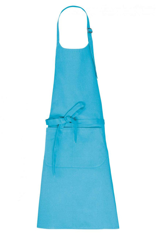 APRON WITH POCKET IN ORGANIC COTTON - Sea Turquoise - colorimageurl