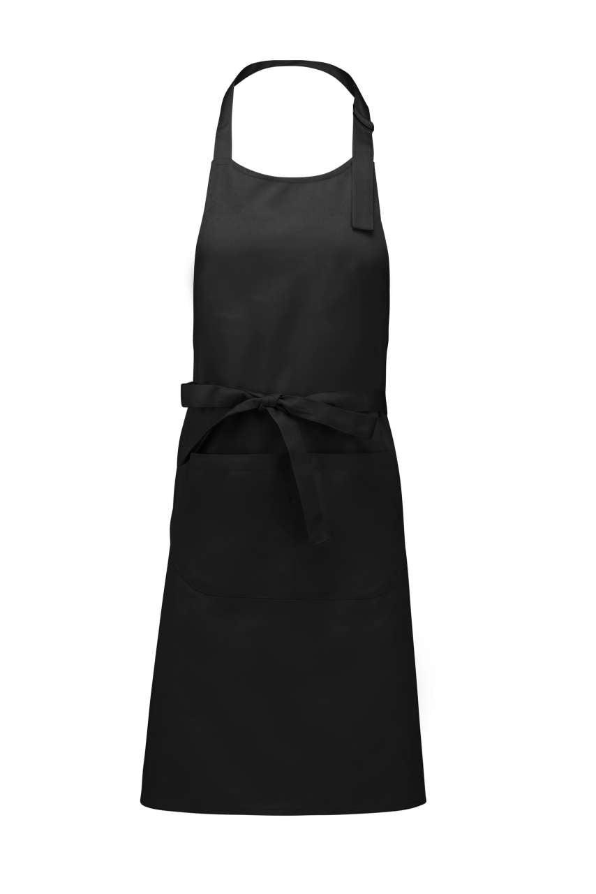 COTTON APRON WITH POCKET - Black - Main