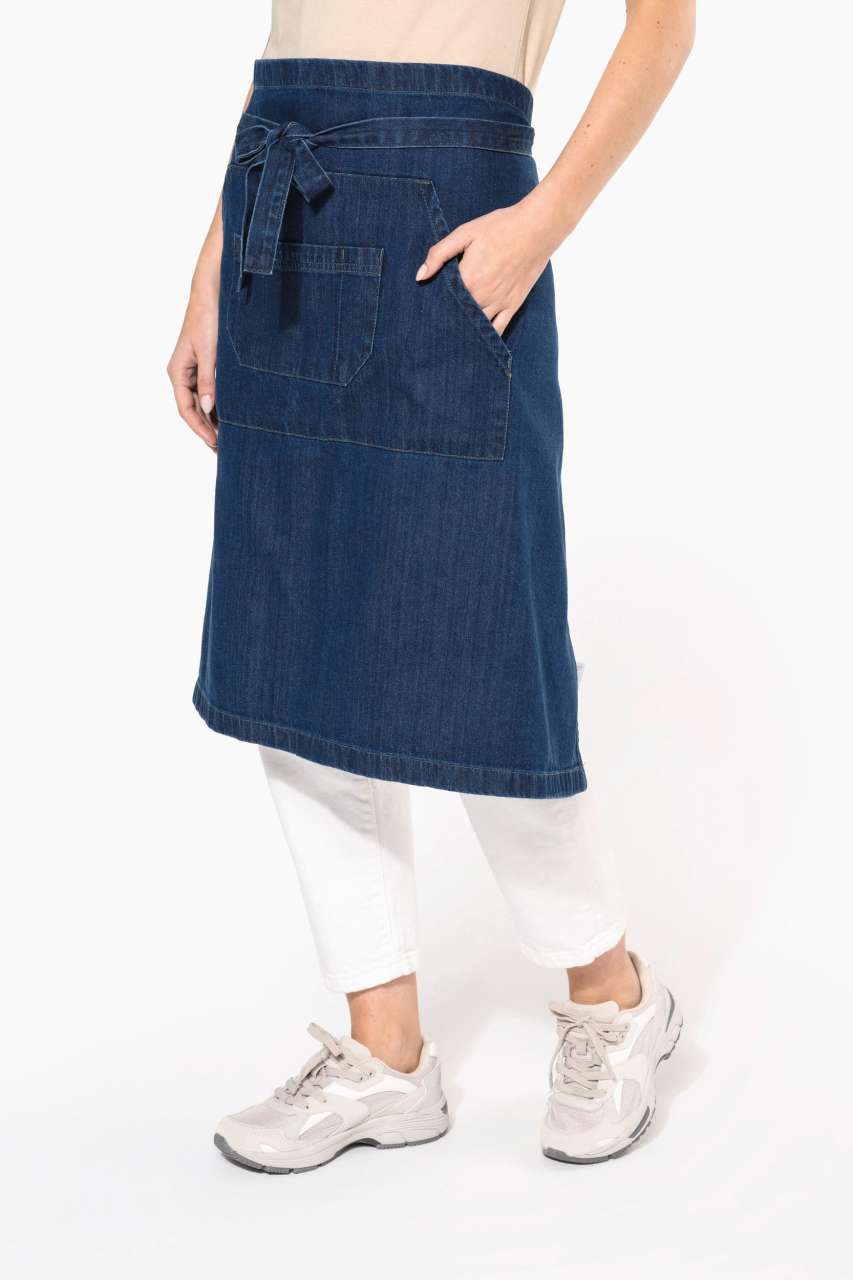 COTTON LONG APRON - Beige - Model