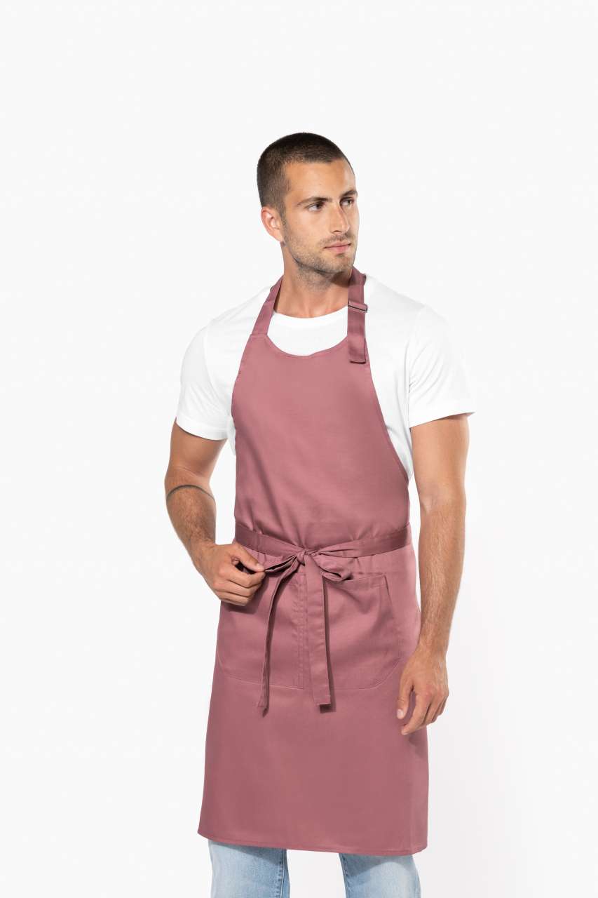 POLYESTER COTTON APRON WITH POCKET - Dark Grey - Model