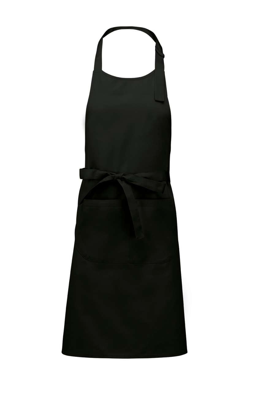 POLYESTER COTTON APRON WITH POCKET - Black - Main