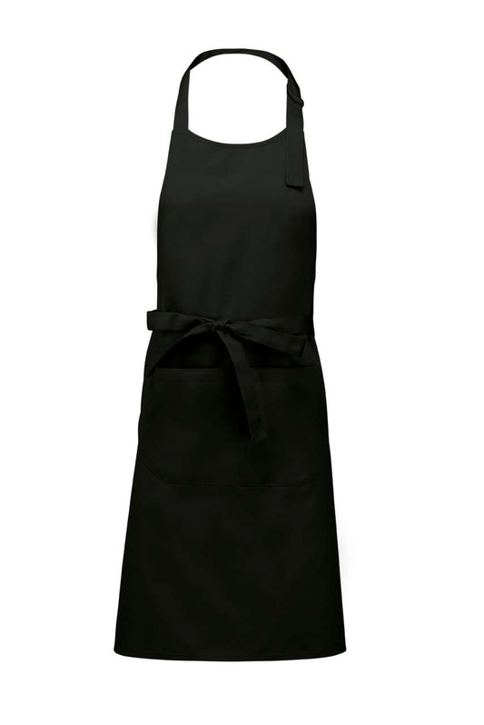 POLYESTER COTTON APRON WITH POCKET - Black - Main