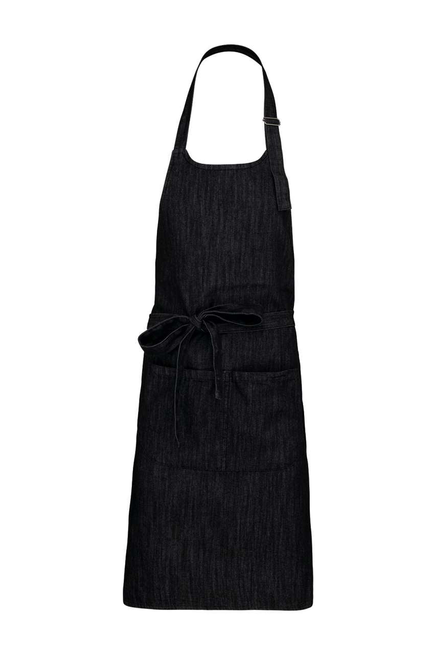 POLYESTER COTTON APRON WITH POCKET - Black Denim - Main