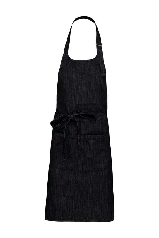 POLYESTER COTTON APRON WITH POCKET - Black Denim - Main