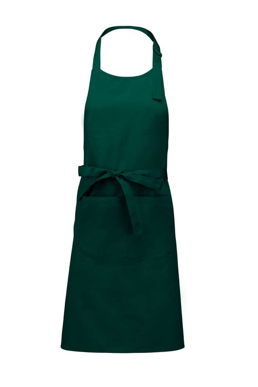 POLYESTER COTTON APRON WITH POCKET - Bottle Green - Main