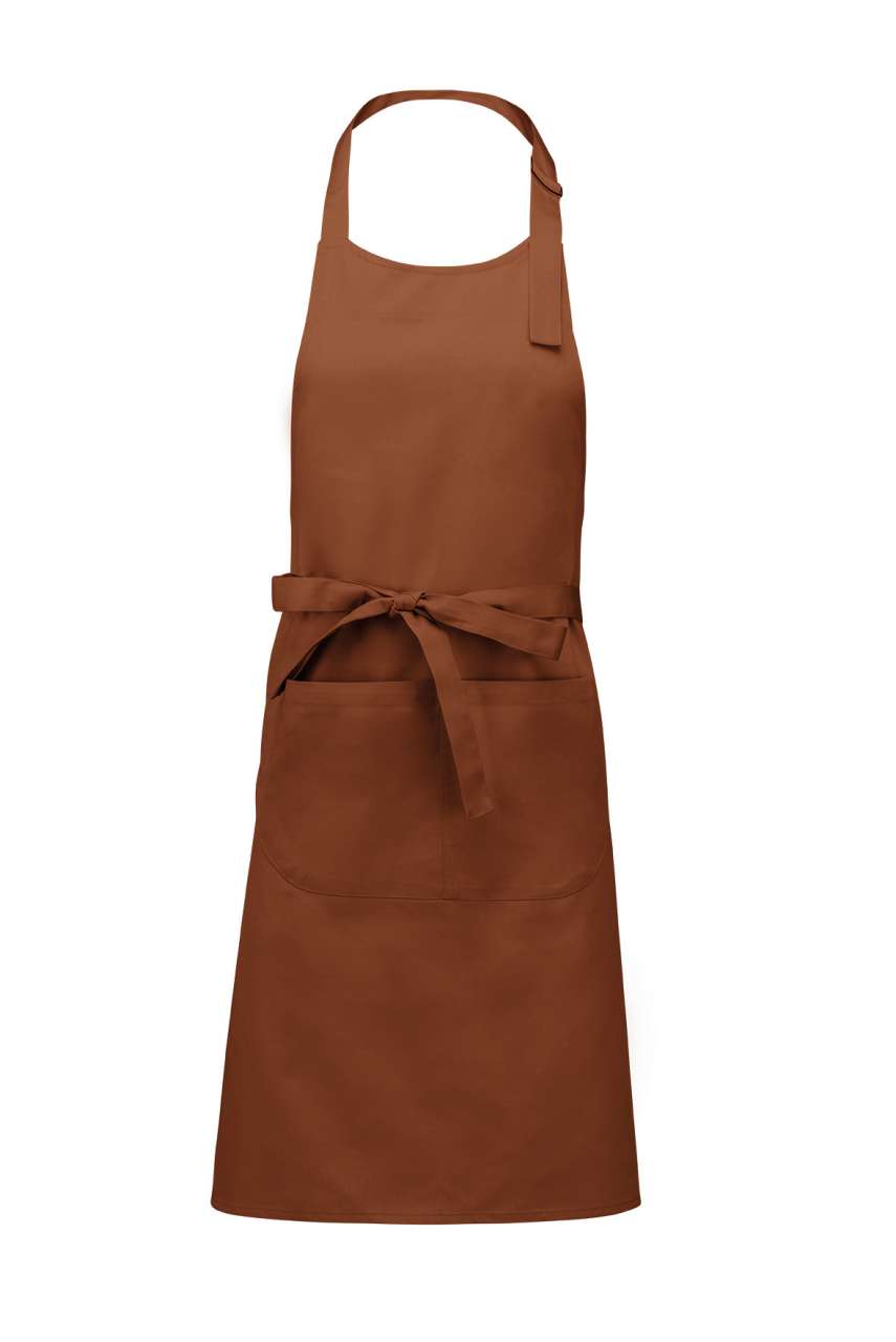 POLYESTER COTTON APRON WITH POCKET - Cacao - Main