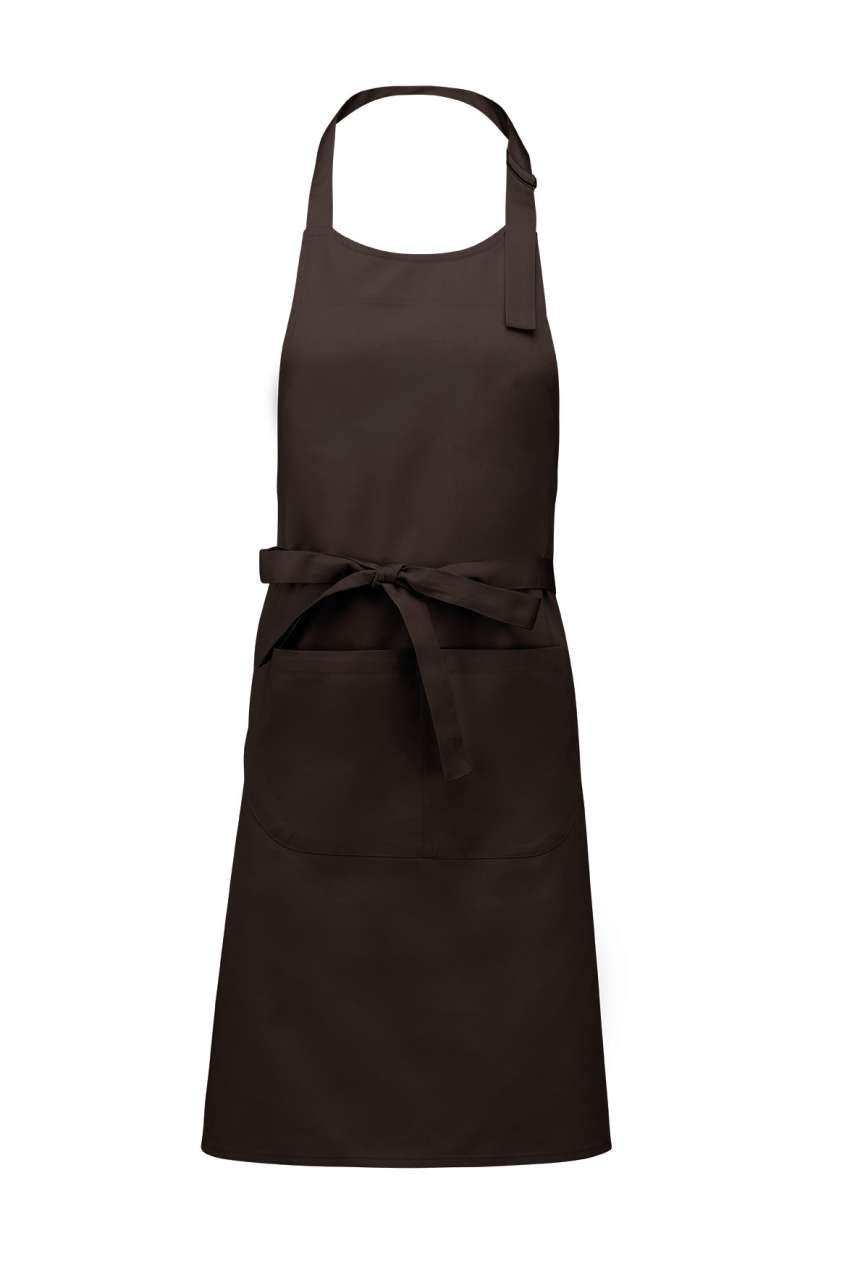 POLYESTER COTTON APRON WITH POCKET - Chocolate - Main