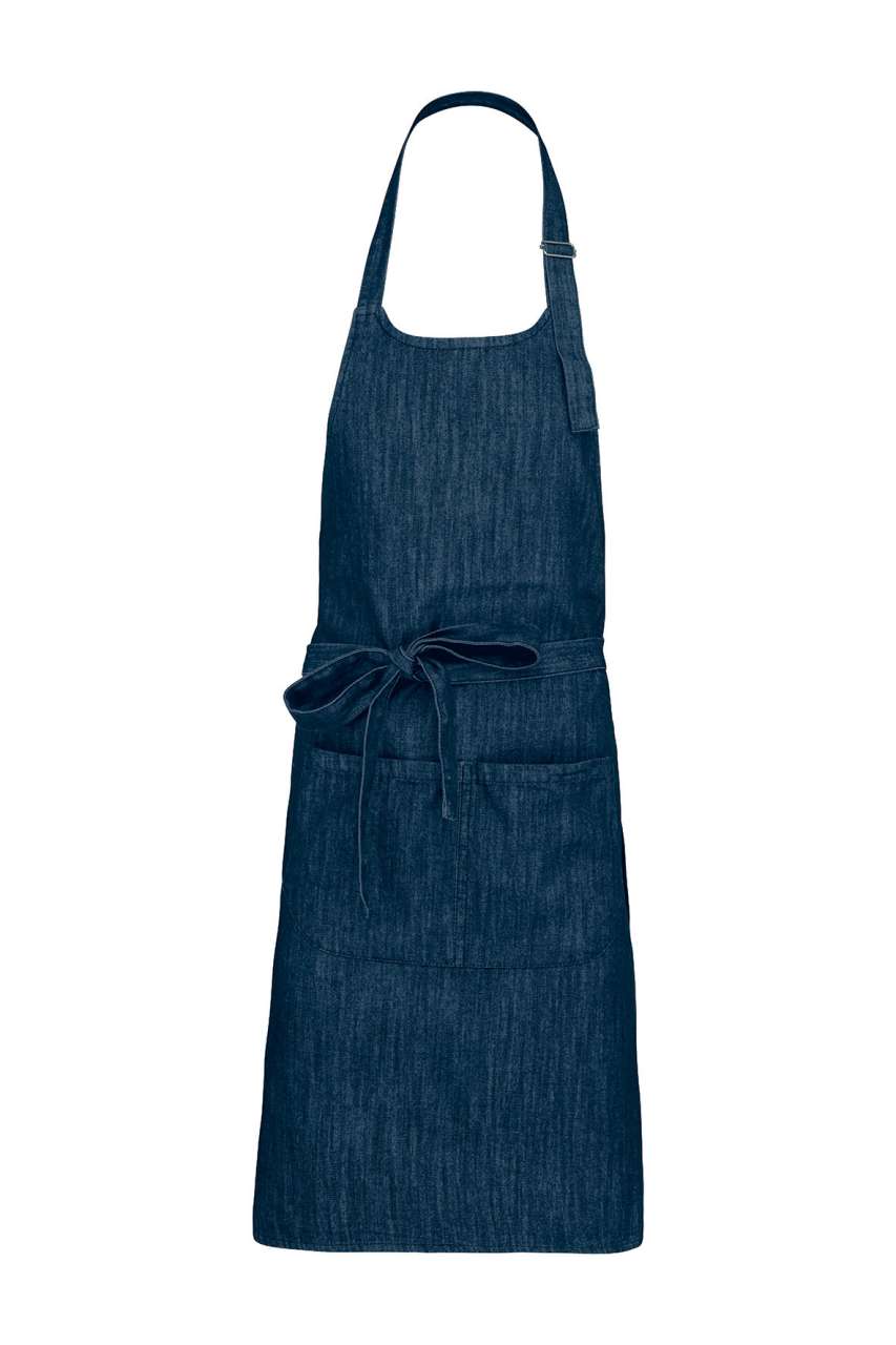 POLYESTER COTTON APRON WITH POCKET - Denim - Main