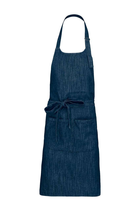 POLYESTER COTTON APRON WITH POCKET - Denim - Main