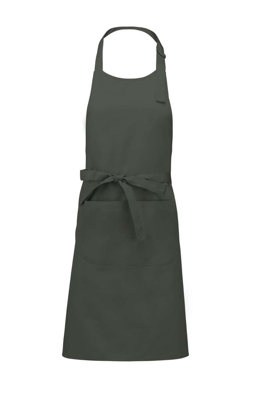 POLYESTER COTTON APRON WITH POCKET - Green Olive - Main