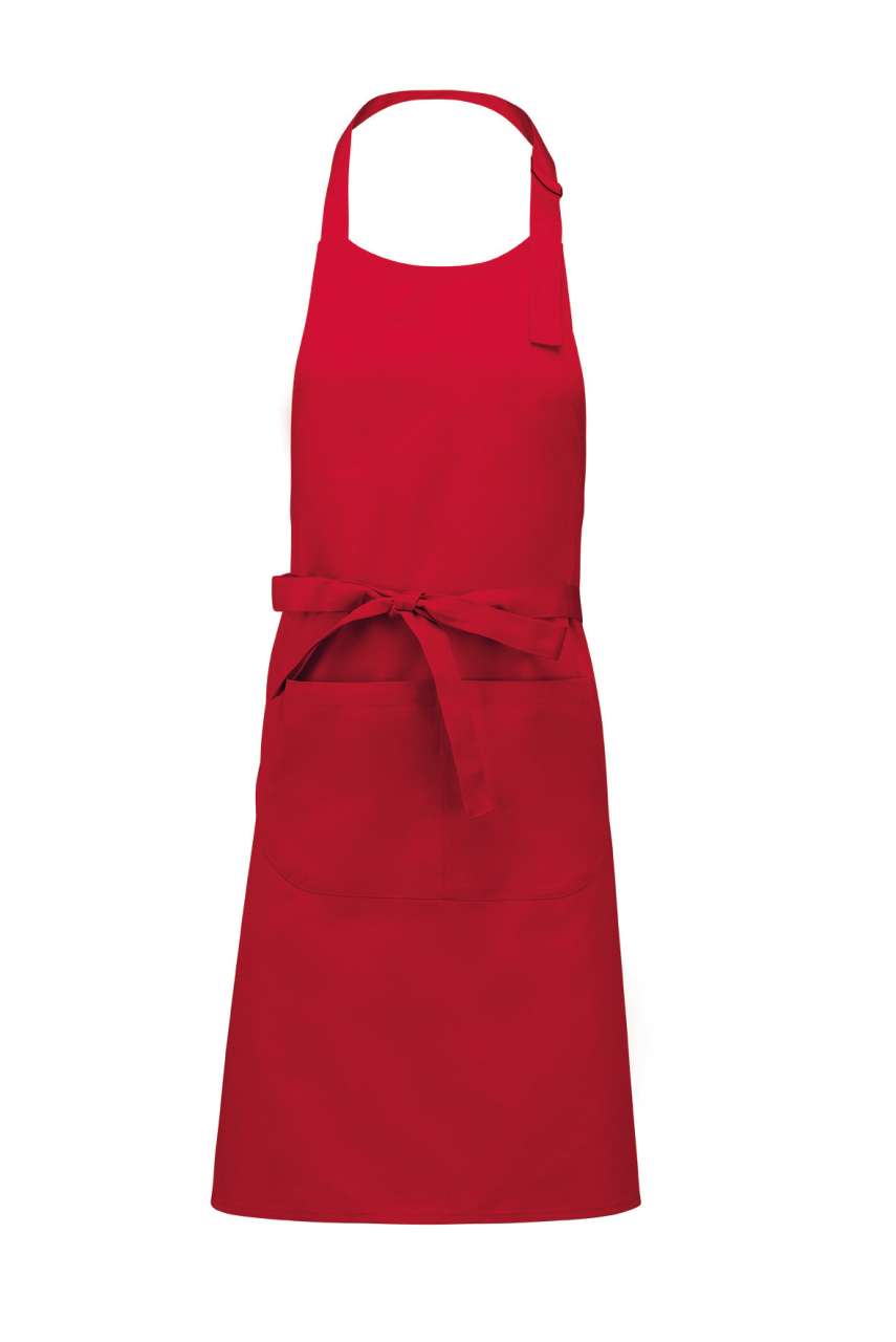 POLYESTER COTTON APRON WITH POCKET - Red - Main