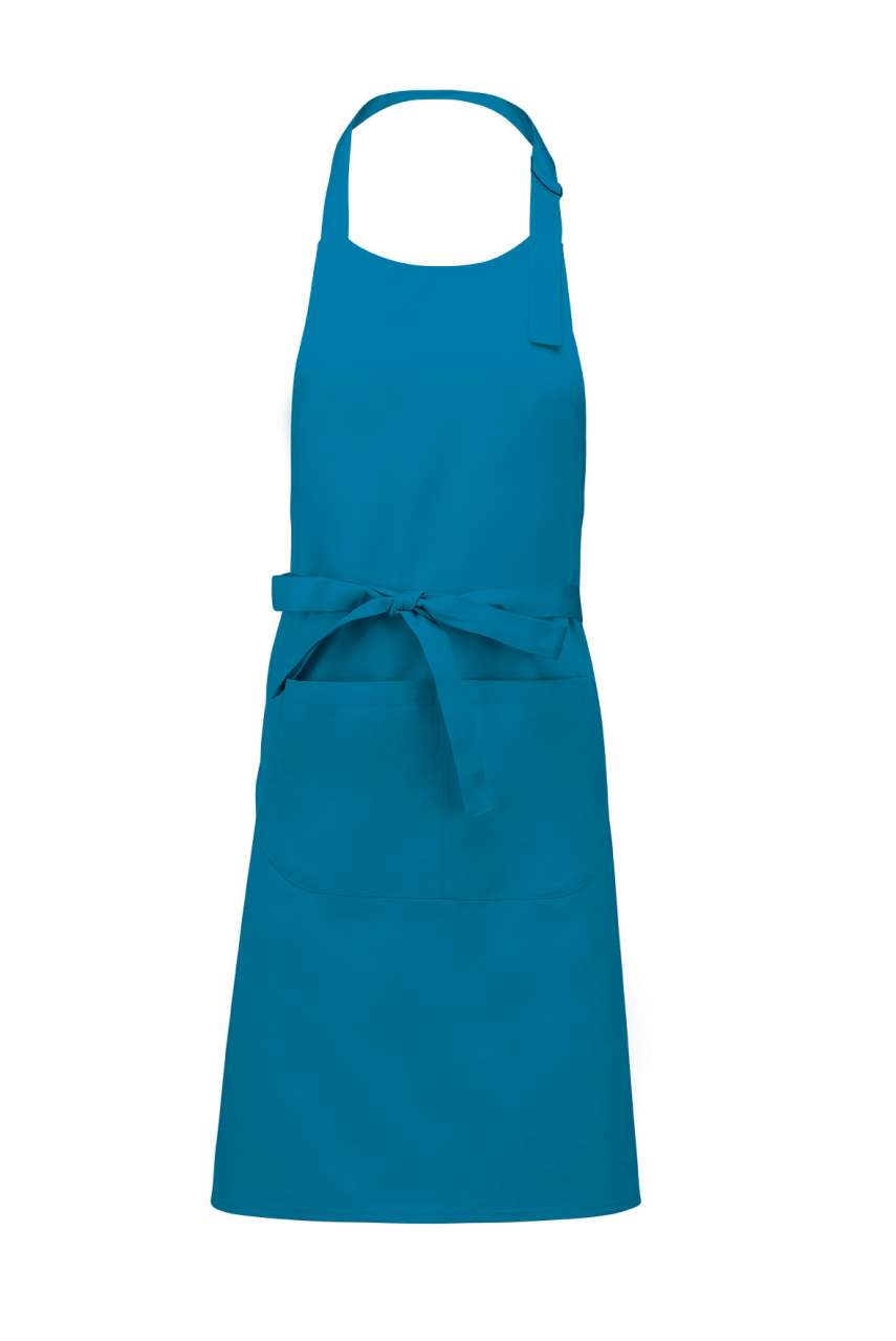 POLYESTER COTTON APRON WITH POCKET - Tropical Blue - Main