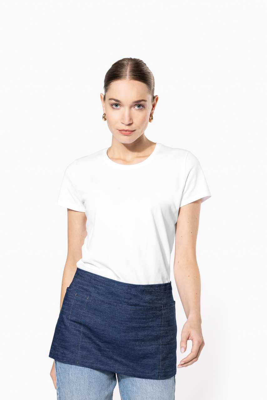 POLYCOTTON SHORT APRON - Light Grey - modelimageurl
