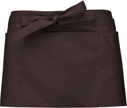 POLYCOTTON SHORT APRON - Chocolate - colorimageurl