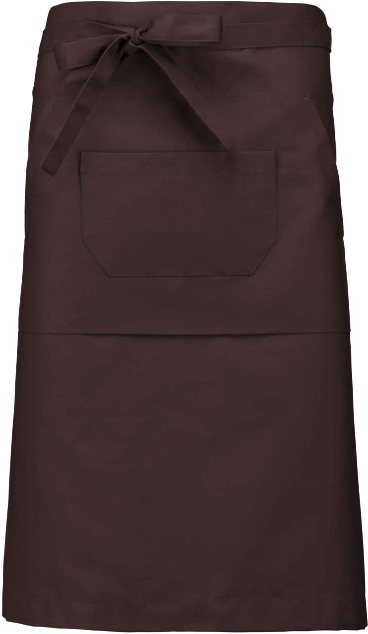 POLYCOTTON LONG APRON - Chocolate - colorimageurl
