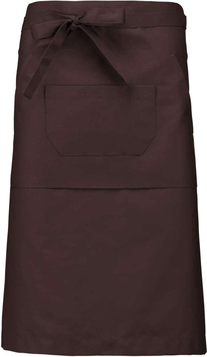 POLYCOTTON LONG APRON - Chocolate - colorimageurl