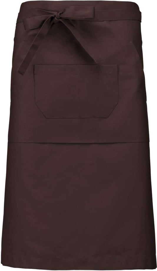 POLYCOTTON LONG APRON - Chocolate - colorimageurl