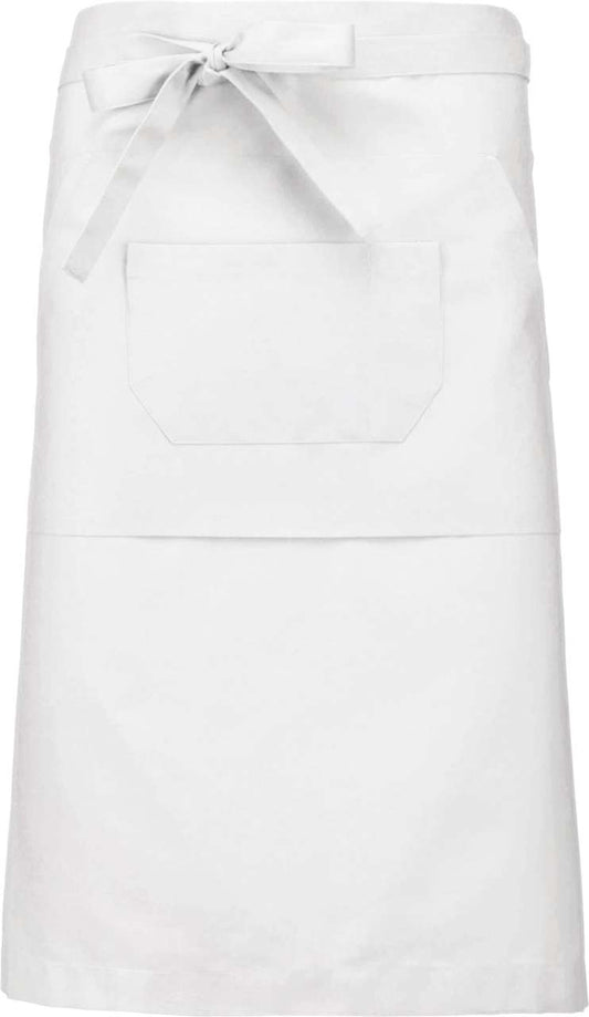 POLYCOTTON LONG APRON - White - colorimageurl