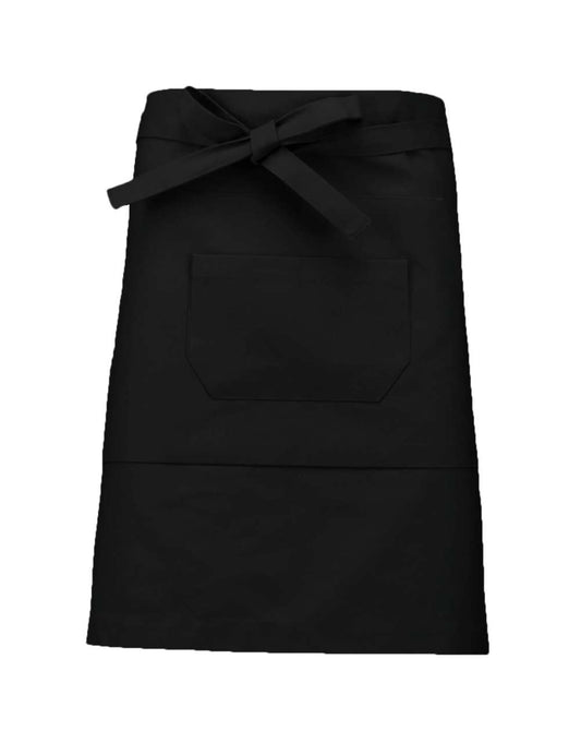 COTTON MID-LENGTH APRON - Black - colorimageurl
