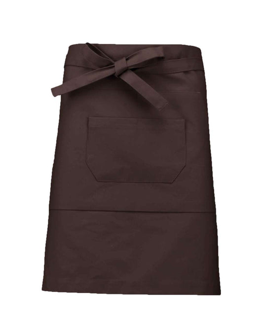 COTTON MID-LENGTH APRON - Chocolate - colorimageurl