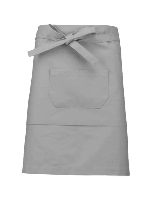 COTTON MID-LENGTH APRON - Light Grey - colorimageurl