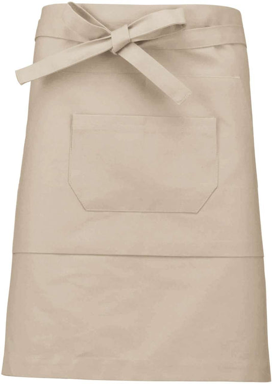 POLYCOTTON MID-LENGTH APRON - Beige - colorimageurl